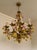 Metal Floral Chandelier in Gilded Iron with Ceramic Flowers and Murano Glass Pendants, Italy, 1960s For Sale - Image 7 of 13