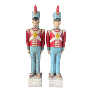 1950s Pair of British Royal Guards Polychrome Statues
