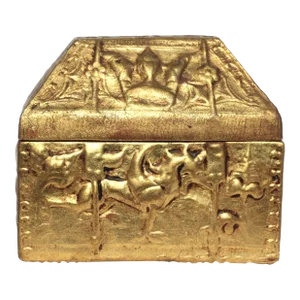 1970s Casket or Reproduction Reliquary Box in Gilded Ceramic