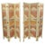 Large Vintage Oriental Carved Fretwork Bone Lacquered Upholstered 6 (3+3) Panel Room Divider Screen - 2 Pc Set. Currently...