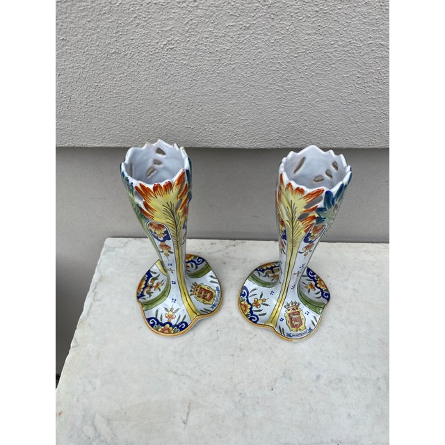 French Faience Vases Circa 1900-A Pair For Sale - Image 4 of 6