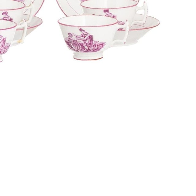Porcelain Teacups and Saucers, 19th Century, Set of 12 For Sale - Image 5 of 6