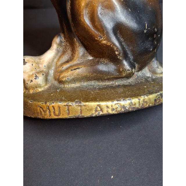 Antique Cast Iron Mutt and His Bone Dog Doorstop 1930s Original Paint Greenblatt For Sale - Image 11 of 17