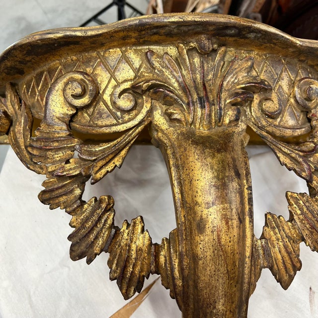 Rare Large Mid Century French Style Gilt Wall Console Table Made in Italy For Sale - Image 9 of 12