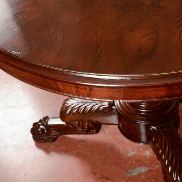Round Center Table in Walnut with Three Victorian Style Carved Feet For Sale - Image 16 of 18