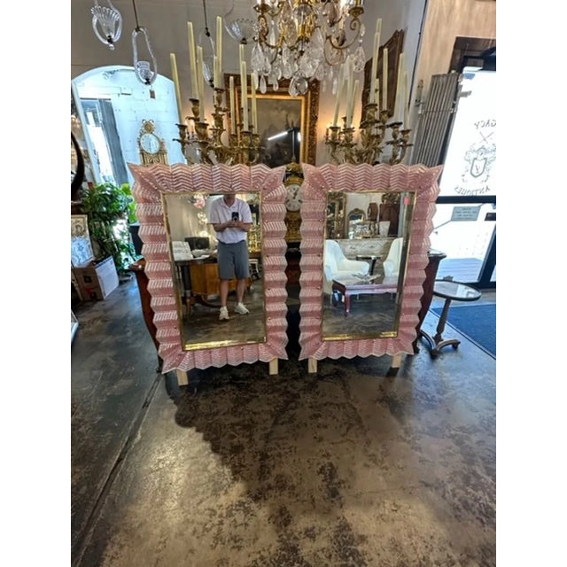 Modern Pink Murano Glass Mirror | Chairish