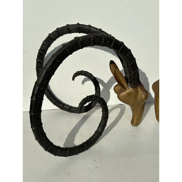 1970s Two Tone Brass Ibex Ram Dining Table - Set of 2 For Sale In Los Angeles - Image 6 of 12