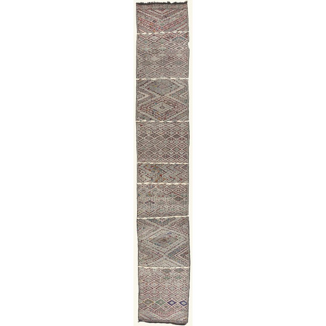 Vintage Zemmour Moroccan Kilim Rug, 03'10 X 23'01 For Sale - Image 11 of 11