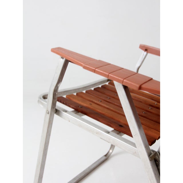 Mid-Century Aluminum & Wood Slat Chair With Side Table Set For Sale - Image 15 of 17