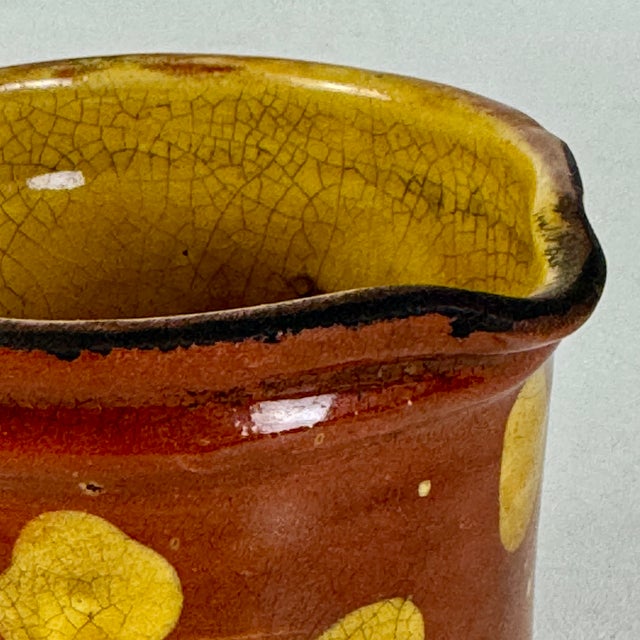 Antique 19th Century French Hand Painted Polkadot Pitcher in Caramel Brown, 4" H For Sale In New York - Image 6 of 9