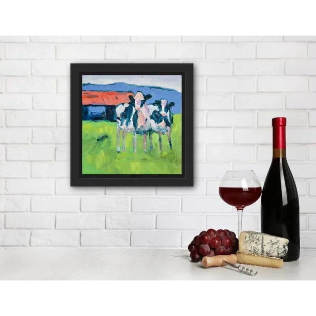 Curious Cows Contemporary Impressionist Oil Painting Original Art For Sale - Image 4 of 5