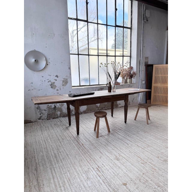Vintage Farmhouse Table in Oak with Integrated Extensions, 1950s For Sale - Image 4 of 18