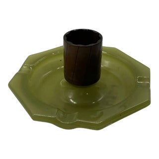 1920s Art Deco Agate & Copper Match Holder Ashtray For Sale