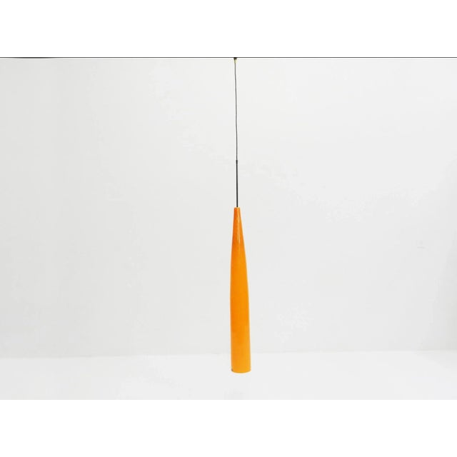 - Large orange glass tube pendant lamp - By Alessandro Pianon for Vistosi - Italy, circa 1960 - Height with cable 215 cm -...