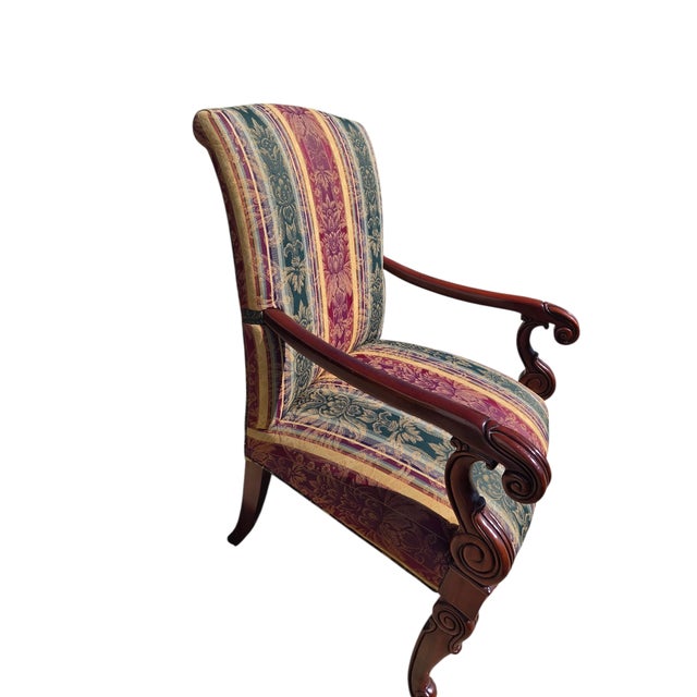 Hickory Chair Furniture Company 1990s Hickory Chair Co. Armchair Gainsborough Regency Bergere Lounge Louis XV Mahogany For Sale - Image 4 of 15
