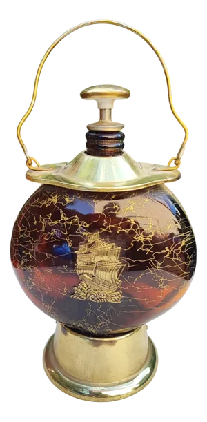 Vintage Brass-Plated Glass Carafe, 1960s