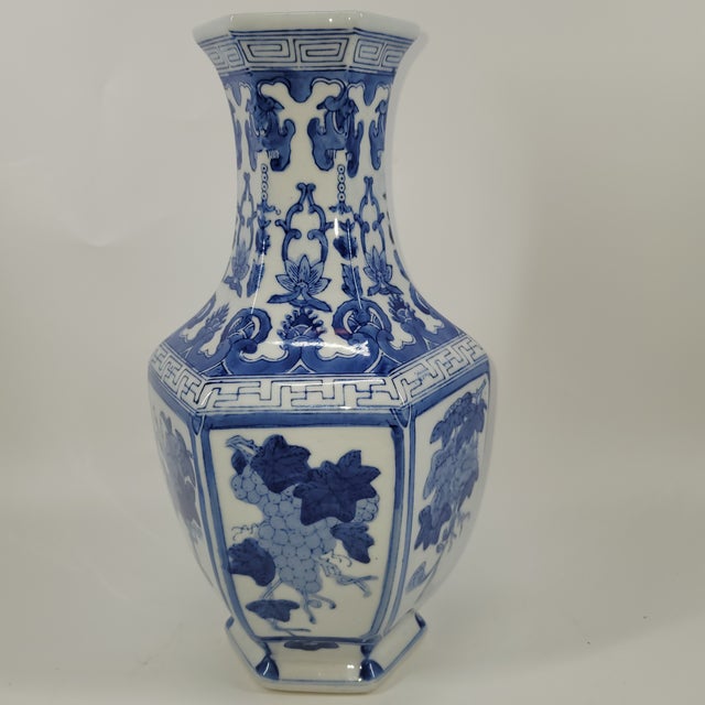 A sophisticated addition to any grand millennial or traditional interior, this large 14-inch hexagonal Chinese porcelain...