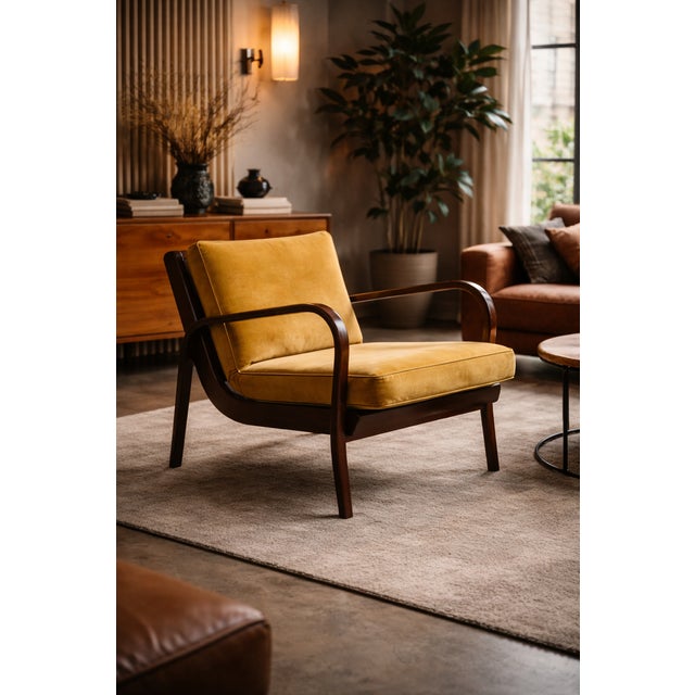 Rare armchair designed by Koželka & Kropáček in the 1940s. This model was awarded the Silver Medal at the Milan Triennale...