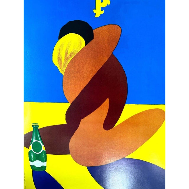 Perrier Embrace by Bernard Villemot 1981 Original Printing on Linen l'Entreinte For Sale - Image 4 of 4