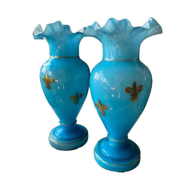 French Late 19th Century French Blue Vases - a Pair For Sale - Image 3 of 7