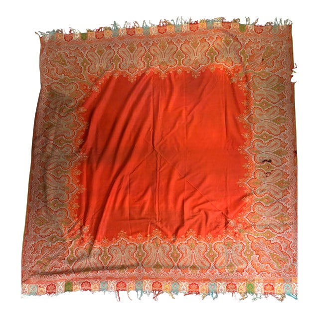 Antique Indian Paisley Shawl Throw [Tv] For Sale