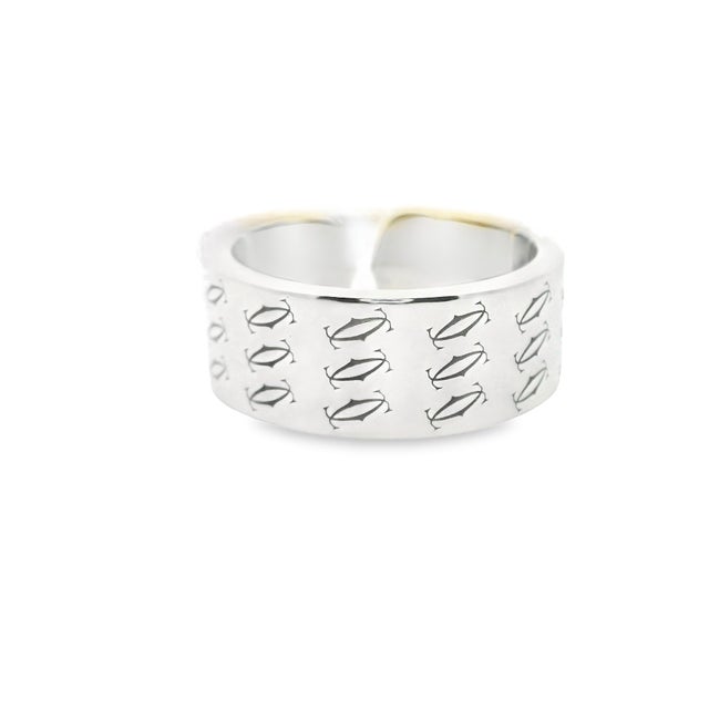Early 21st Century Cartier Double-C 18k White Gold Band Ring Size 6.75 For Sale - Image 5 of 5