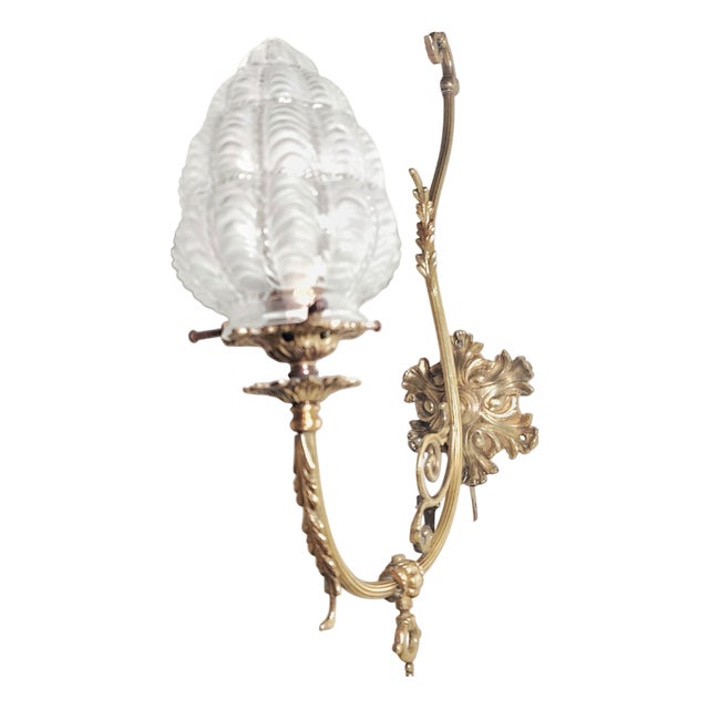 Spanish Art Nouveau Bronze Wall Sconce, 1940s For Sale