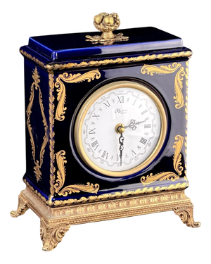 French Mignon Limoges Style Porcelain Mantel Clock, 1970s