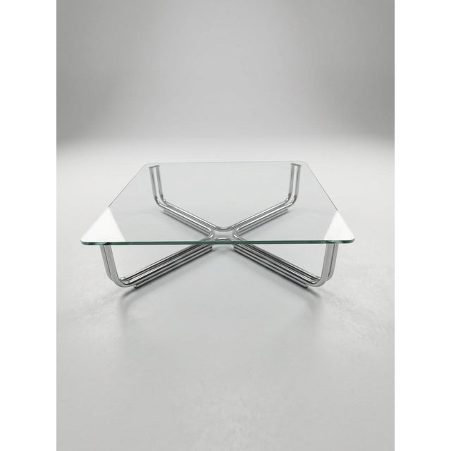 Chromed steel and glass coffee table 784 model by Gianfranco Frattini for Cassina 70's. In very good condition I have...