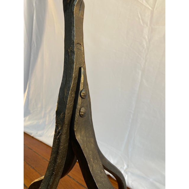 A set of hand-forged wrought iron andirons, professionally waxed and restored by a master blacksmith. These are quite...