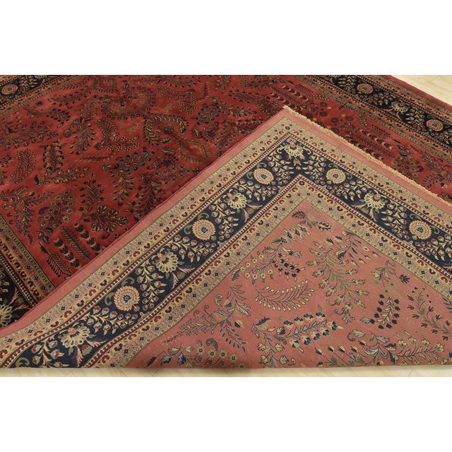 Sarouk Rug 9’11” X 13′ Pink Wool Traditional Hand-Knotted Oriental Carpet For Sale - Image 14 of 15