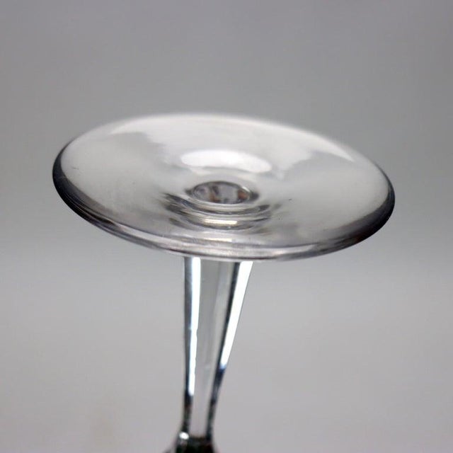 Antique Bohemian Cut to Clear Crystal Wine Stem Glasses: Emerald & Cobalt - Set of 4 For Sale - Image 6 of 6