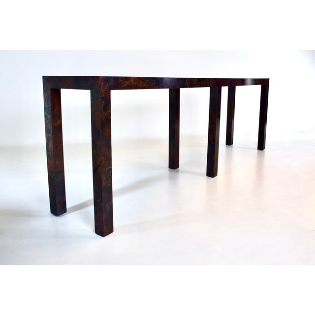 Milo Baughman Parsons Burl Tortoise Console Table For Sale - Image 10 of 11