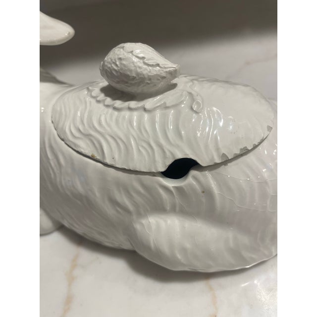 Vintage White Ceramic Lamb Covered Dish For Sale - Image 9 of 10