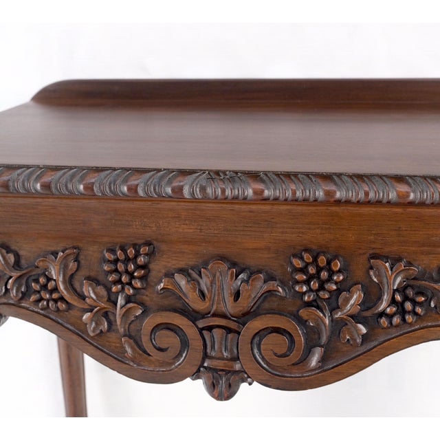 Petit Heavily Carved Walnut Cherubs Rope Edge Two Piece Console Table Shelf MINT For Sale - Image 14 of 18