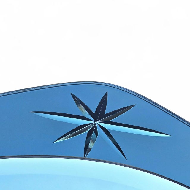 Rare 1950s Cristal Arte Italian Teal Starburst Mirror – Mid-Century Modern Atomic Age Glamour For Sale - Image 13 of 13