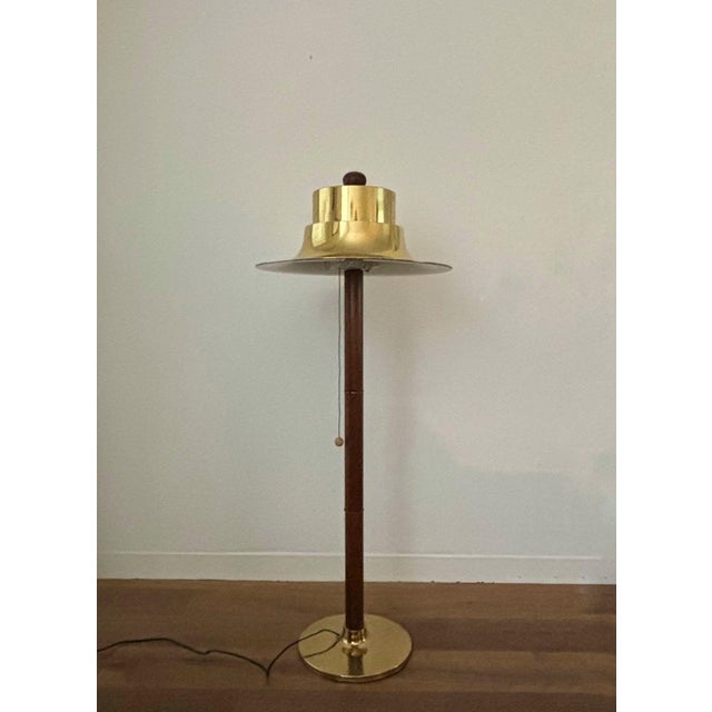 Oak Floor Lamp with Aluminium Shade from Norlett Elit, Sweden, 1970s For Sale - Image 3 of 11