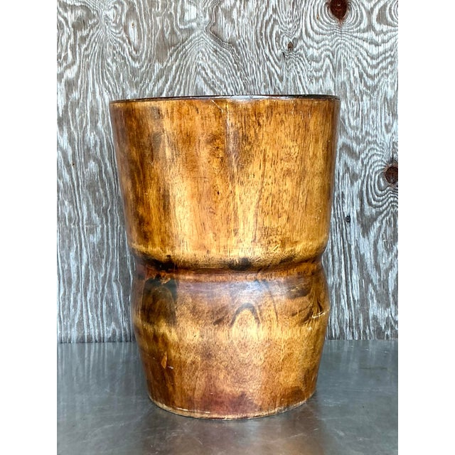 Vintage Boho Palm Tree Low Stool For Sale In West Palm - Image 6 of 10