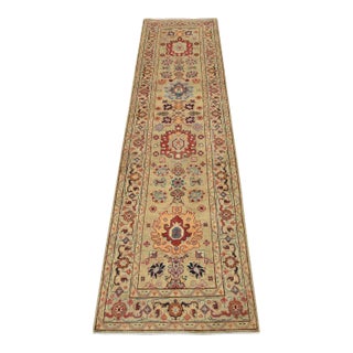 Kazak Runner 2’8” X 9’8” Beige Wool Traditional Hand-Knotted Oriental Rug For Sale