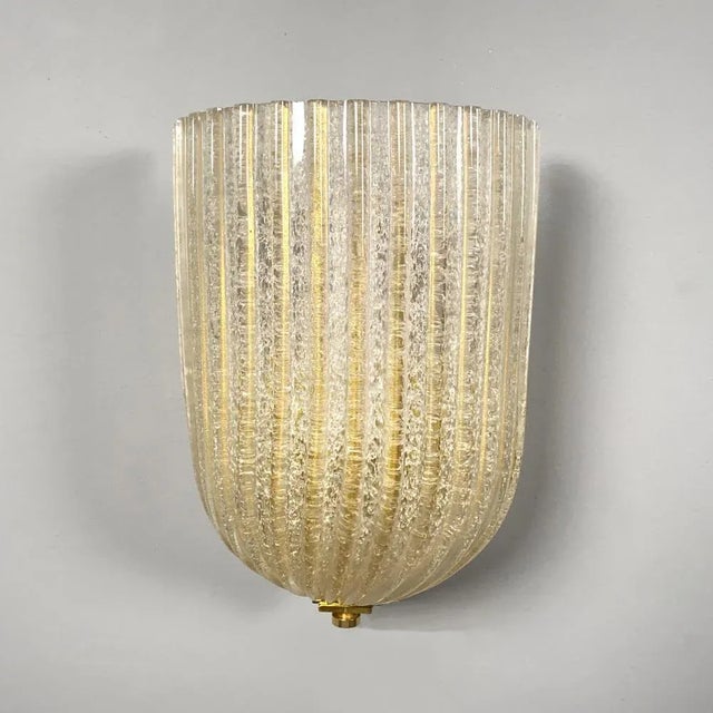 Mid-Century Modern Italian Murano Wall Lamps from Barovier & Toso, 1970s, Set of 2 For Sale - Image 3 of 13