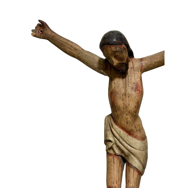 17th Century 23" Antique Spanish Colonial Crucified Christ Santos Sculpture For Sale - Image 5 of 5