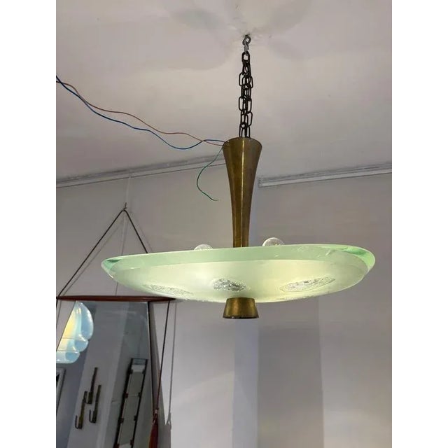 Brown Mid-Century Suspension by Max Ingrand for Fontana Arte, Italy, 1950 For Sale - Image 8 of 10