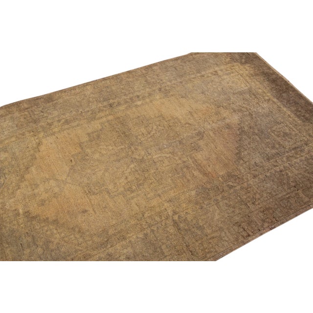 Vintage Khotan Handmade Beige Medallion Wool Rug For Sale In New York - Image 6 of 11