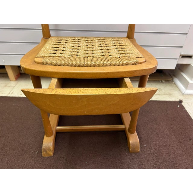 Wood 1960s Vintage Mid-Century Modern Italian Birch and Brass Men's Valet Chair With Drawer For Sale - Image 7 of 7