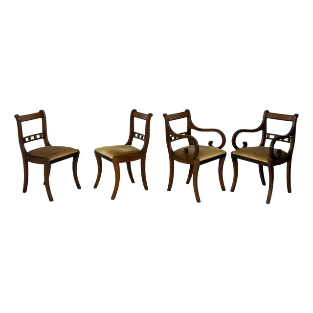 Colonial-Style Dining Chairs in Mahogany, Set of 4 For Sale