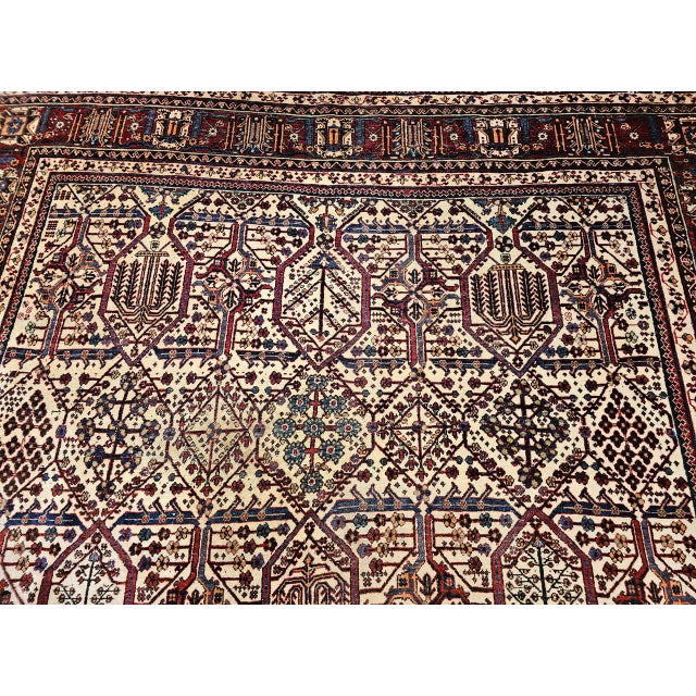 Vintage Joshegan Kashan Rug, Hand-Knotted Wool, Allover Weeping Willow Pattern, Ivory & Blue, 8x11 For Sale - Image 13 of 17