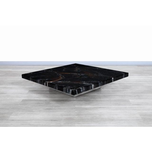 Mid-Century Modern Italian Modernist Faux Marble Coffee Table by Willy Rizzo, 1970s For Sale - Image 3 of 12