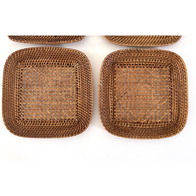 Rattan and Cane Chargers, Set 6 For Sale - Image 4 of 12
