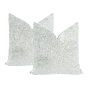 22" Spa Blue Cosmo Cut Velvet Pillows - a Pair