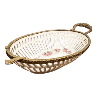 Max Roesler Reticulated Gold Trim Bowl For Sale